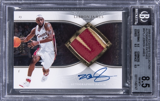 2006-07 UD Exquisite Collection Autograph Patches #APLJ LeBron James Signed Patch Card (#096/100) – BGS NM-MT+ 8.5/BGS 10